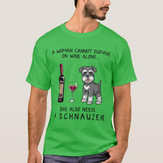 T-shirt Schnauzer et vin Cadeau drôle pour maman de chien