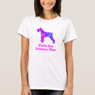 T-shirt Schnauzer mignon chien meilleure maman rose Silhou