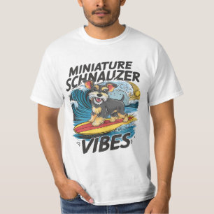 T-shirt Schnauzer Miniature Majestueux Surfant Une Vague