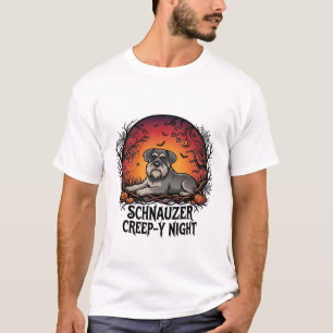 T-shirt Schnauzer Rampaud Nuit Halloween Citrouilles Chauv