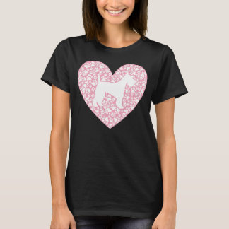T-shirt Schnauzer Silhouette Heart Paws Adorable