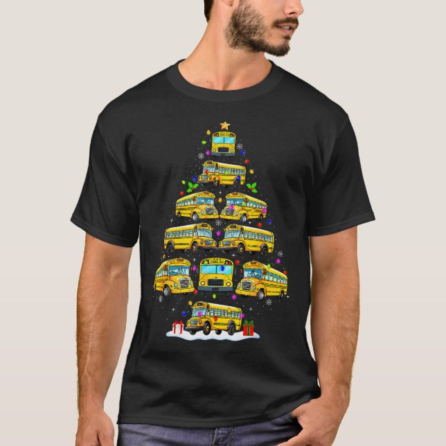 T-shirt School Bus Christmas Tree Funny Santa Bus Driver P (Devant)