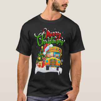T-shirt School Bus   Xmas Decorations Santa School Bus Chr