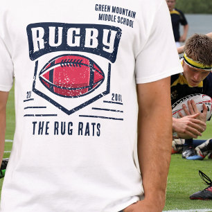 T-shirt School Club Team League Nom Année Rugby
