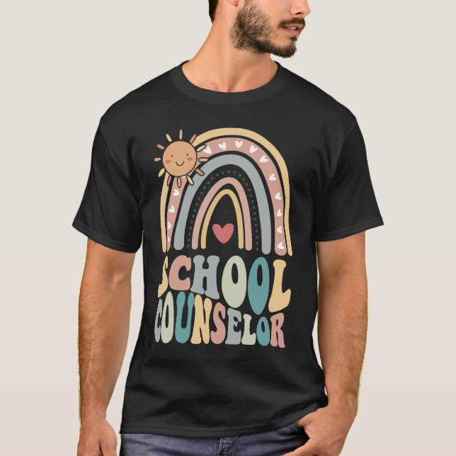 T-shirt School Counselor Rainbow Hippie School Office Teac (Devant)