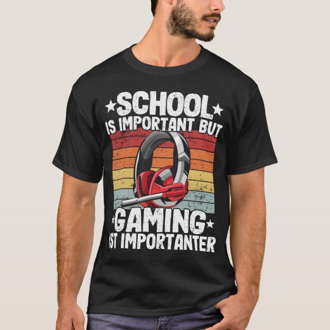 T-shirt School Is Important But Gaming Is Importanter girl (Devant)