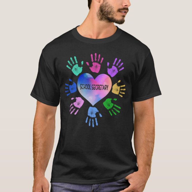 T-shirt School Secretary Hand Heart (Devant)