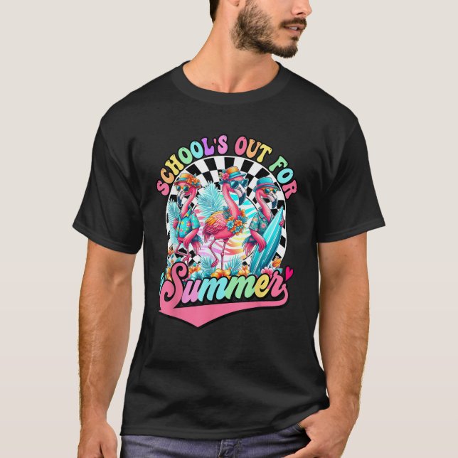 T-shirt Schools Out For Summer Flamingo Last Day Of School (Devant)