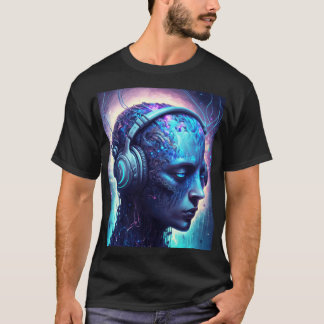 T-shirt Sci-Fi Edm Android avec casque Festival