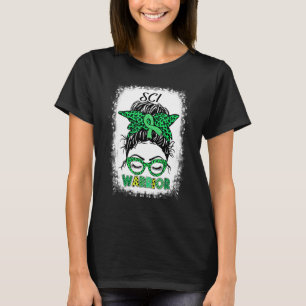 T-shirt Sci Warrior Messy Bun Lime Green Ribbon Support Wo