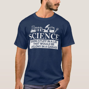 T-shirt SCIENCE dans un félin de laboratoire dans un gara