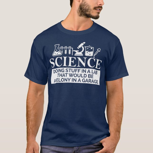 T-shirt SCIENCE dans un félin de laboratoire dans un garag (Devant)