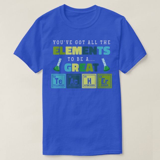 T-shirt Science Enseignant Chimistes Éléments de l'école E (Design devant)