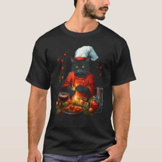 T-shirt Scientifique de l'alimentation Noël Chat Chef Cuis