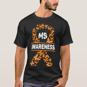 T-shirt Sclérose en plaques Orange Ruban Hommes Femmes MS 