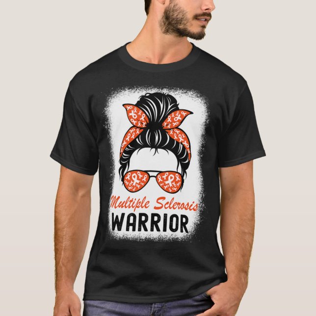 T-shirt Sclérose Guerrier Ms Awareness Messy Bun (Devant)