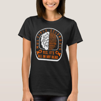 T-shirt Sclérose Multiples Tout Dans Ma Tête Ruban Orange 