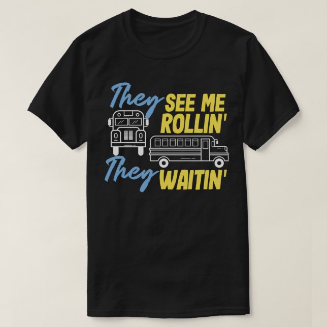 T-shirt scolaire Bus en attente cadeau scolaire (Design devant)