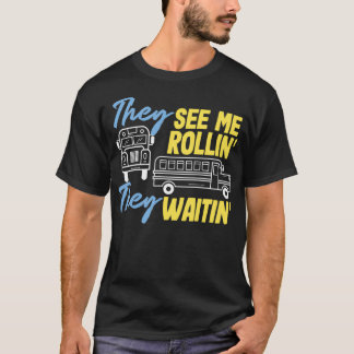 T-shirt scolaire Bus en attente cadeau scolaire