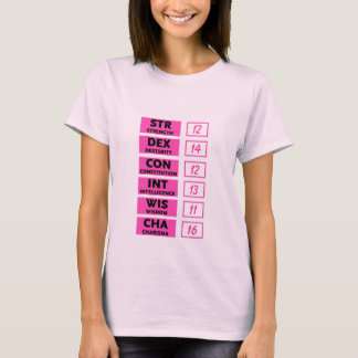 T-shirt Score de capacité de RPG (rose et noir)