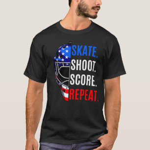 T-shirt Score de tir de patinage Répéter Hockey 4 juillet