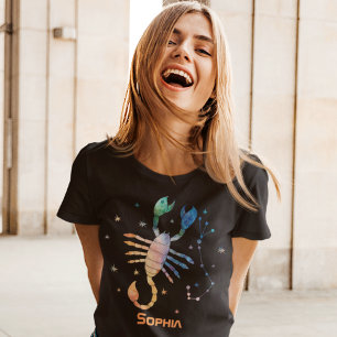 T-shirt Scorpio Constellation Zodiaque Aquarelle Galaxie