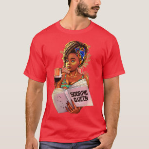 T-shirt Scorpio Queen Afro Locs Girl Zodiac Signes Anniver