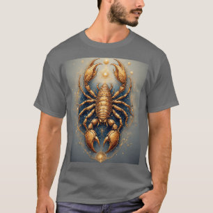 T-shirt Scorpion au-dessus d'un mandala astral doré détail