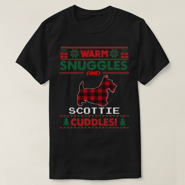 T-shirt Scottie Chien de Noël Pyjama laide sueur de Noël (Design devant)