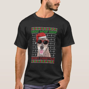 T-shirt Scottish Deerhound Dog Funny Woof Joyeux Noël