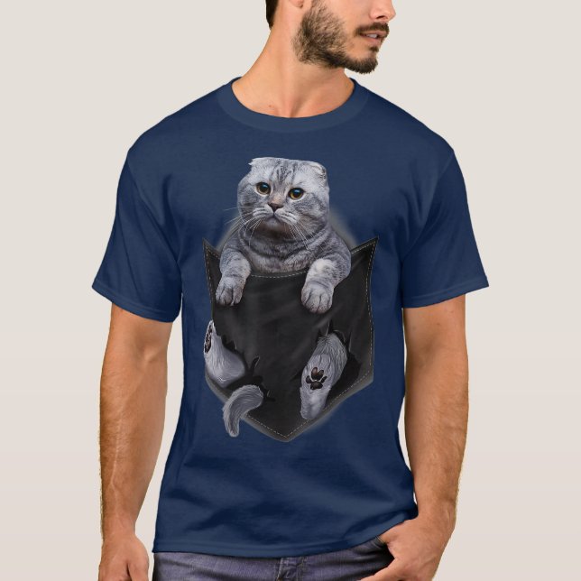 T-shirt Scottish Fold Cat in Pocket  Cats   Gifts (Devant)