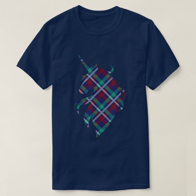 T-shirt Scottish Plaid Unicorn Scottish Pride Scotland  (Design devant)