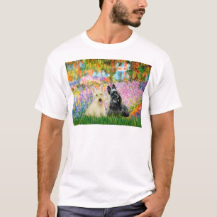 T-shirt Scottish Terrier (deux BW) - Garden