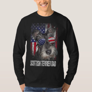 T-shirt Scottish Terrier Papa Avec Fier Chien Drapeau Amér