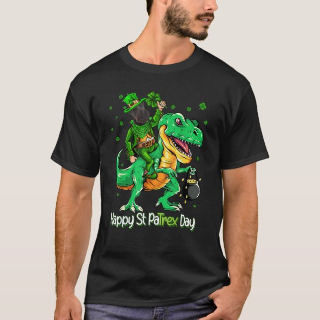 T-shirt Scottish Terrier Riding Dinosaur Patricks Day Sham (Devant)