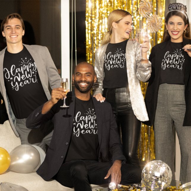 T-shirt Script blanc tendance Bonne année (Créateur téléchargé)