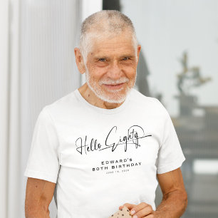 T-shirt Script Bonjour Quatre-Vingts Minimaliste 80e Anniv