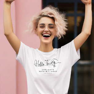 T-shirt Script Bonjour Trente Minimaliste 30e Anniversaire