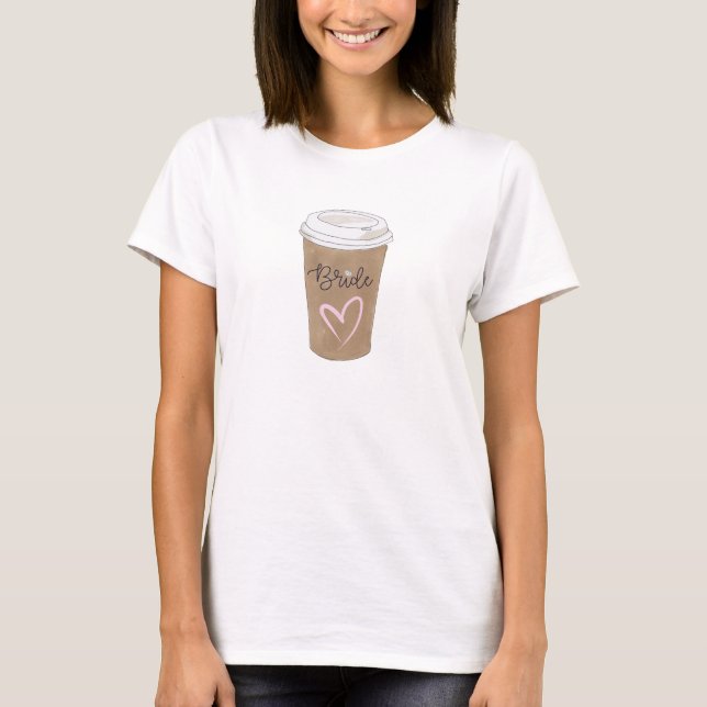 T-shirt Script de mariée Diamond Heart Café Lover moderne (Devant)