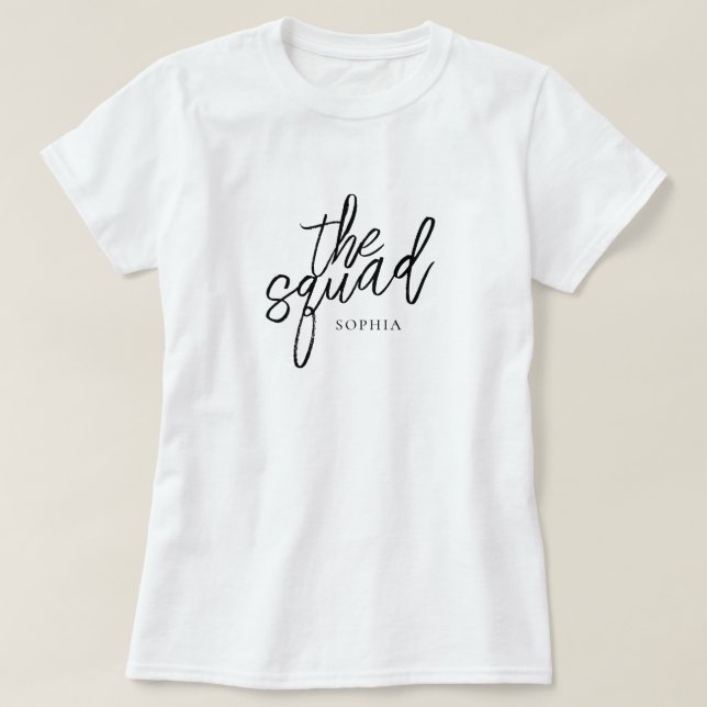 T-shirt Script Minimal The Squad Demoiselle d'Honneur Pers (Design devant)