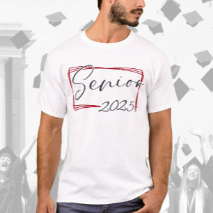 T-shirt Script rouge moderne Senior 2025