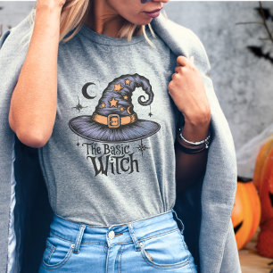 T-shirt Script vintage Sorcière basique Halloween Costume 