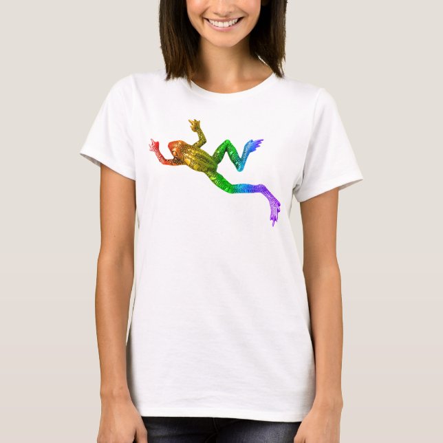 T-shirt Sculpture de grenouille arc-en-ciel de SlipperyJoe (Devant)
