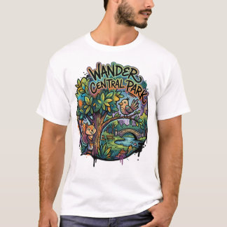 T-shirt Se promener dans Central Park Écureuil et oiseau f