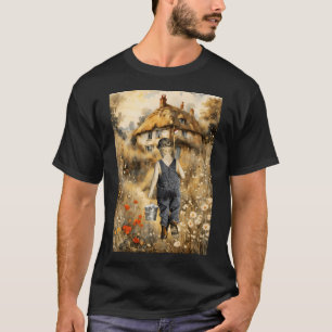 T-shirt se reposant au bord de l'eau avec un chien