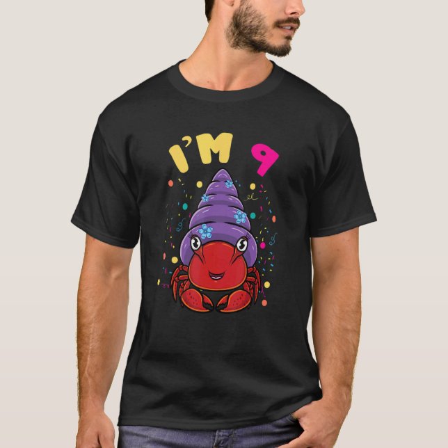 T-shirt Sea Animal Au 9 Hermit Crab 9th Birthday (Devant)