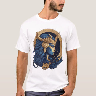 T-shirt Sea Goddess - Design élégant bleu et or