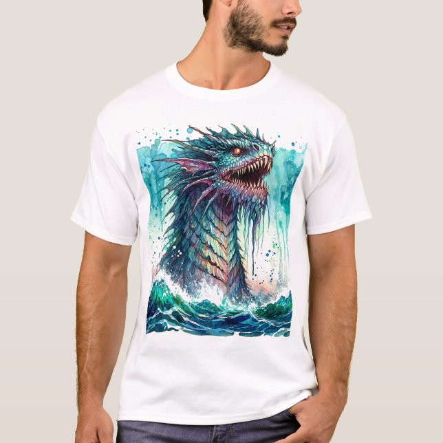 T-shirt Sea Monster Rising Ocean Horrror (Devant)