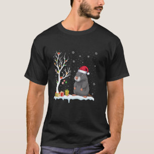 T-shirt Sea Otter Santa Hat Festif Arbre Lumière Noël P
