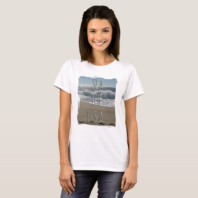 T-shirt Sea the USA Fun Beach Life Slogan (Devant entier)